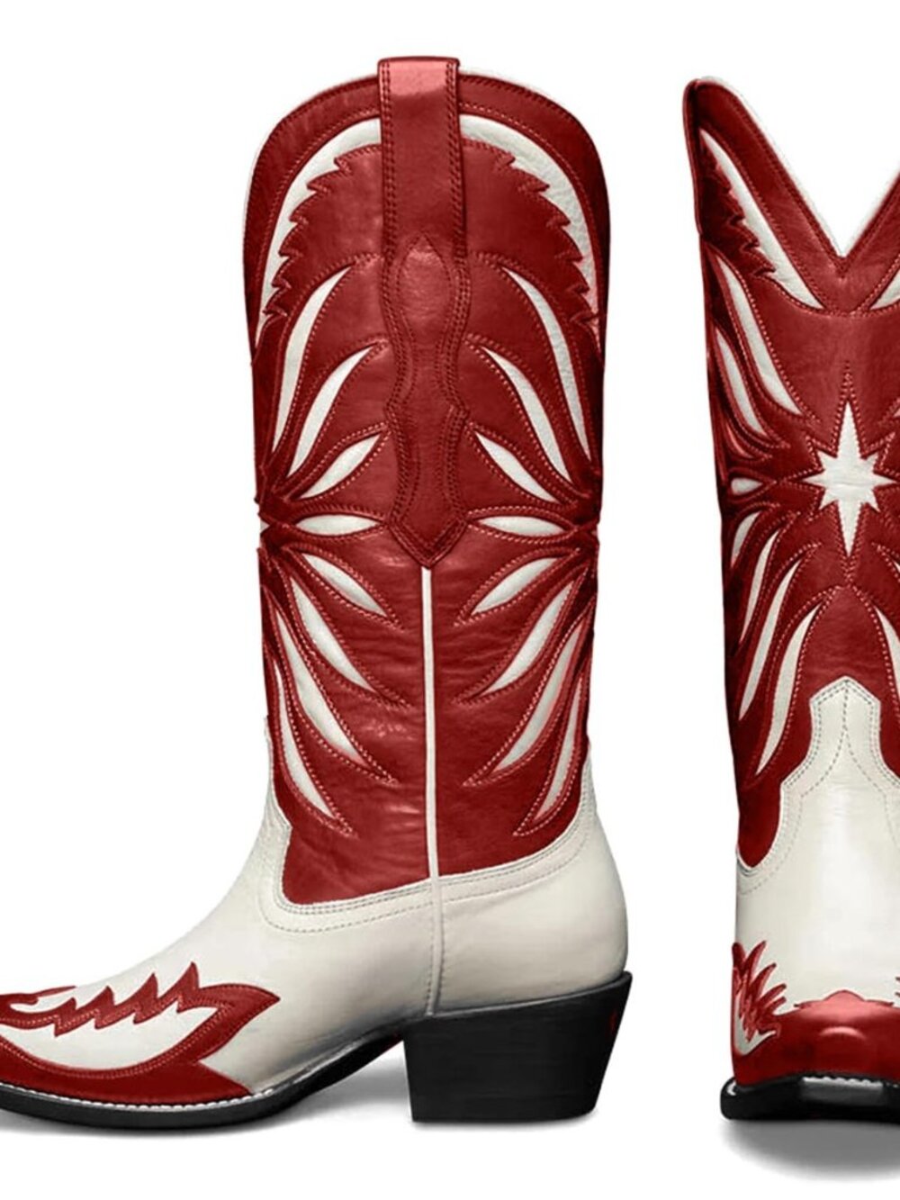 Cowboy Boots for Women Mid Calf Knee High Western Cowgirl Boots Pointed Toe